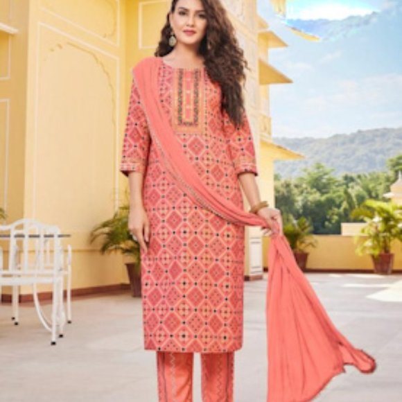 Other - Partywear Festive Wear Kurti Pant And Dupatta Collection